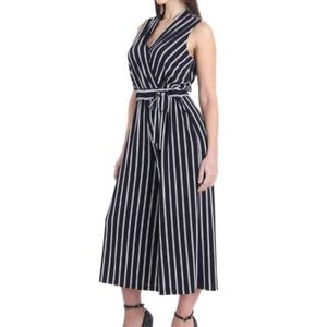 Sandra Darren Navy/White Stripped Cropped Jumpsuit Women’s SZ XXL